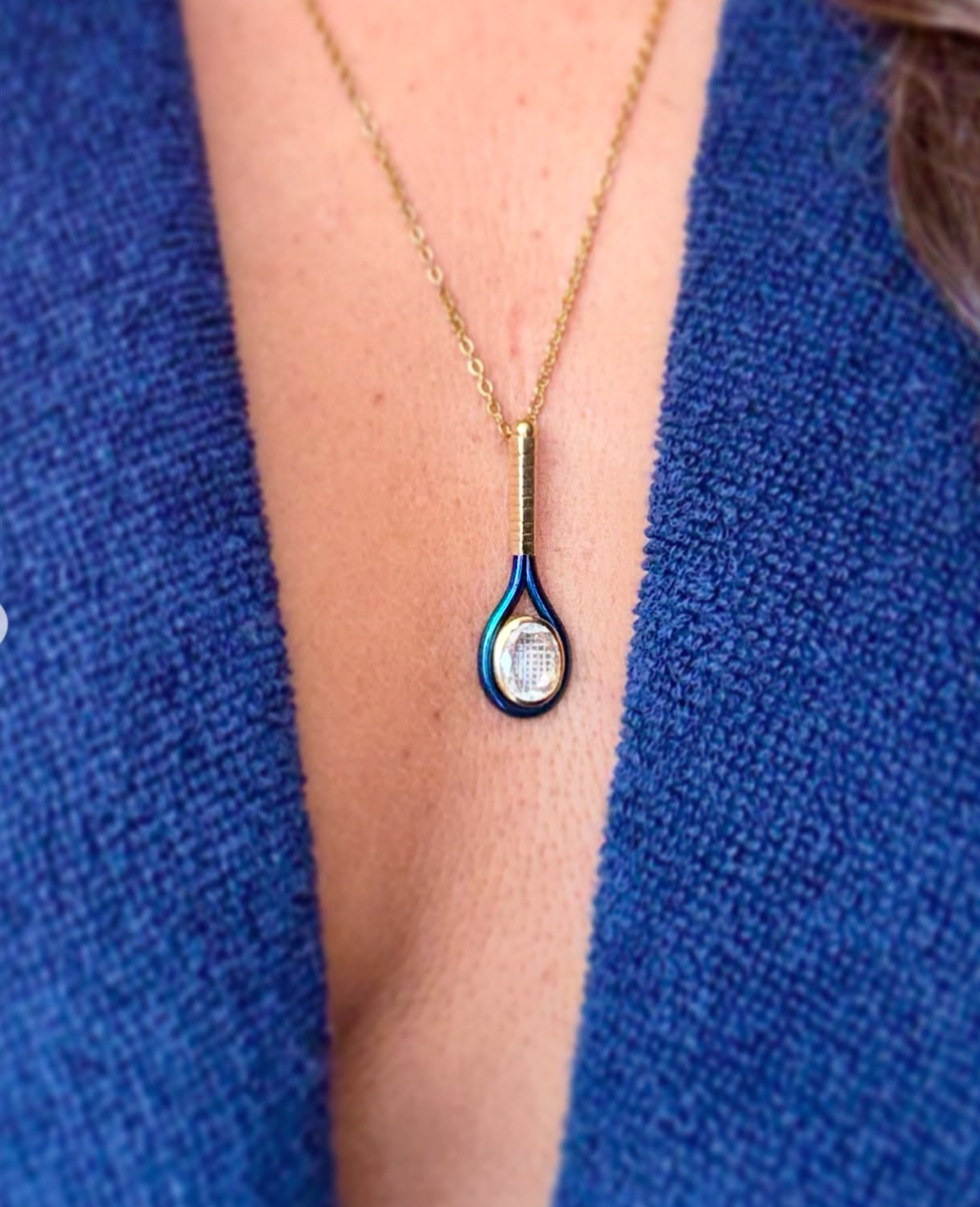 Vintage Diamond Tennis-Racket Pendant