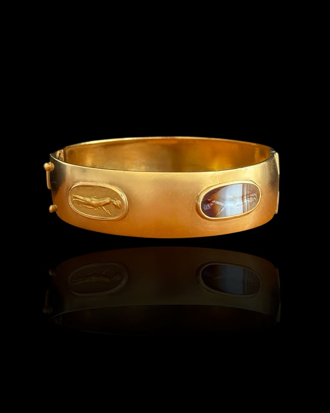 Etruscan Intaglio Rigid Gold Bracelet