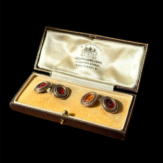 Edwardian Gold Cufflinks Set with Four Ancient Roman Intaglios