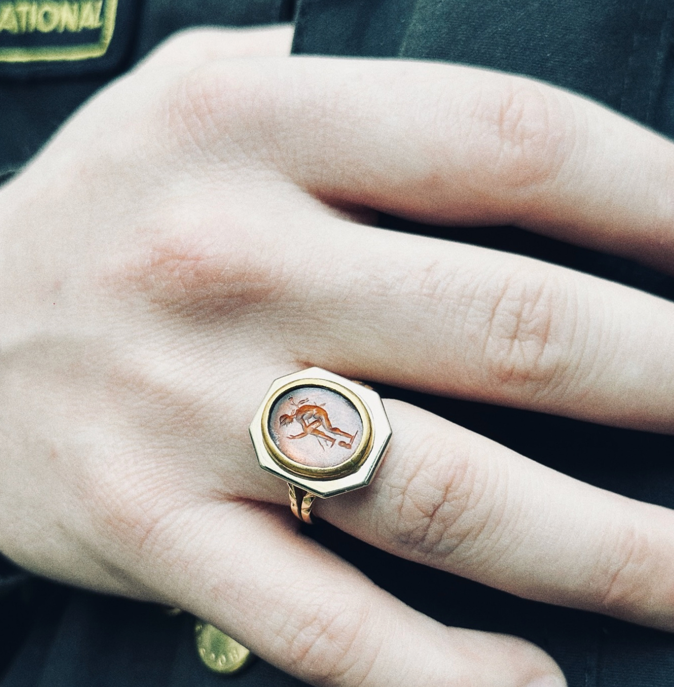 ‘Hero in Motion’ Ring Set with an Ancient Roman Intaglio