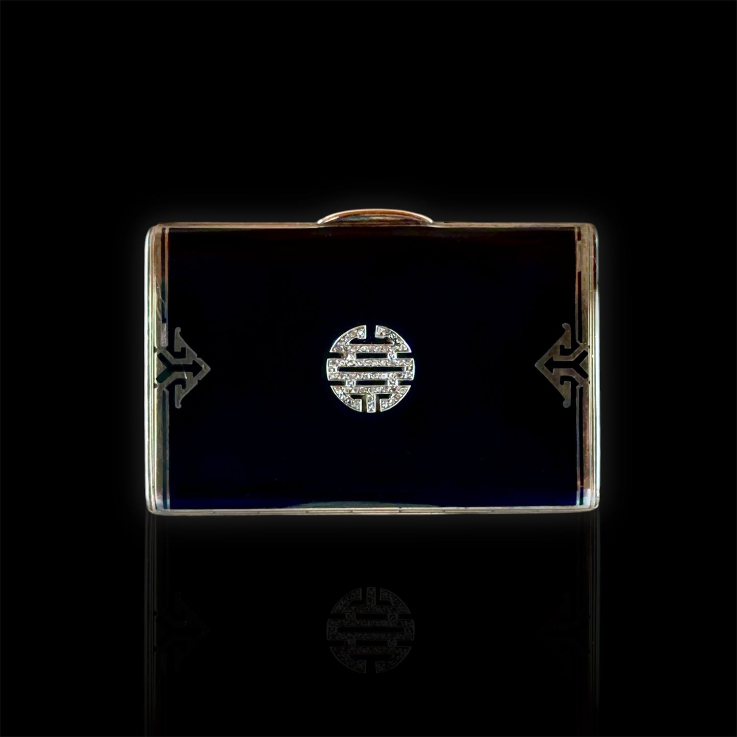 Cartier 1925 black lacquer and rose cut diamonds cigarette case